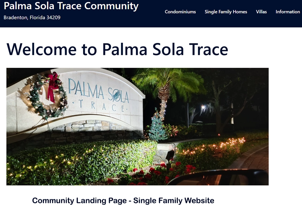 Palma Sola Trace Community Landing Page